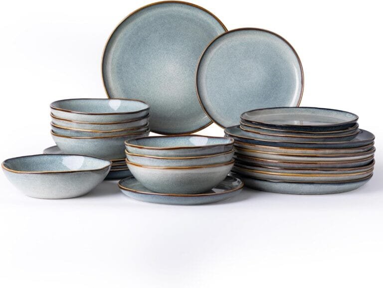 Amorarc Ceramic Dinnerware Setshandmade Reactive Glaze Plates And Bowls Sethighly Chip And Crack Resistant Dishwasher1 Microwave Safe Dishes Setservice For 8 24pc