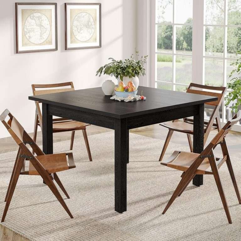 Tribesigns Wood Dining Table Modern Kitchen Table For Dining Room Living Room 2 4 People Dining Room Table Square Dinner Tables With Wooden Legs Thick Top For Small Space Pure Blackonly Table1